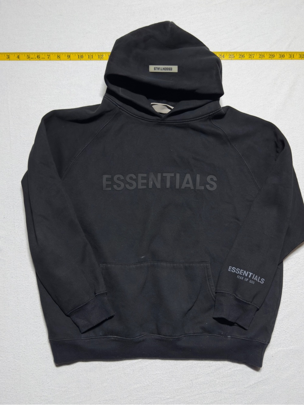 Fear of God Essentials Black Tonal Logo Hoodie